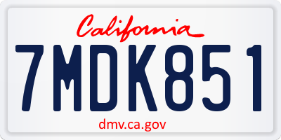 CA license plate 7MDK851
