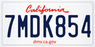 CA license plate 7MDK854