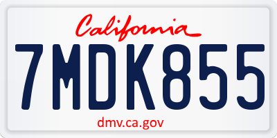 CA license plate 7MDK855