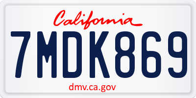 CA license plate 7MDK869