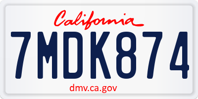 CA license plate 7MDK874