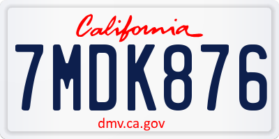 CA license plate 7MDK876