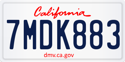 CA license plate 7MDK883