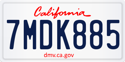 CA license plate 7MDK885