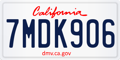 CA license plate 7MDK906