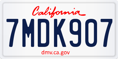CA license plate 7MDK907