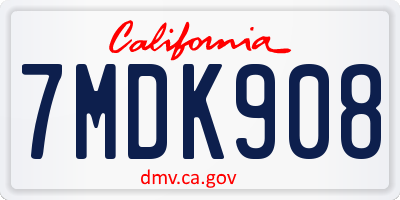 CA license plate 7MDK908
