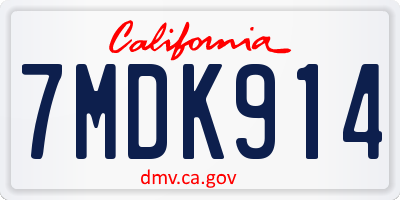 CA license plate 7MDK914