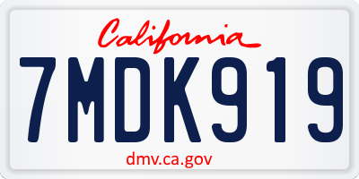 CA license plate 7MDK919