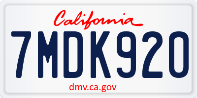 CA license plate 7MDK920