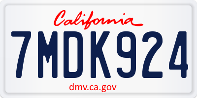 CA license plate 7MDK924