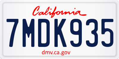 CA license plate 7MDK935