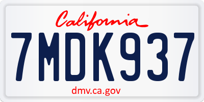 CA license plate 7MDK937