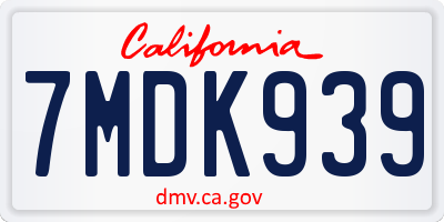 CA license plate 7MDK939