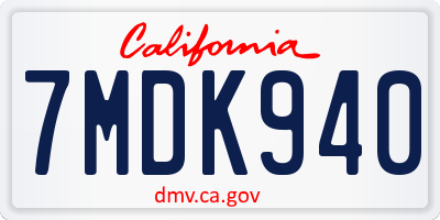 CA license plate 7MDK940