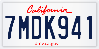 CA license plate 7MDK941