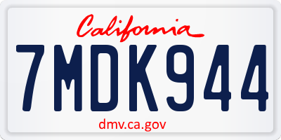 CA license plate 7MDK944