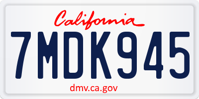 CA license plate 7MDK945