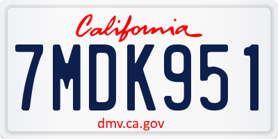 CA license plate 7MDK951