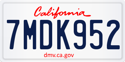 CA license plate 7MDK952