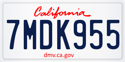 CA license plate 7MDK955