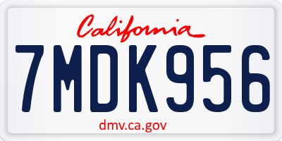 CA license plate 7MDK956