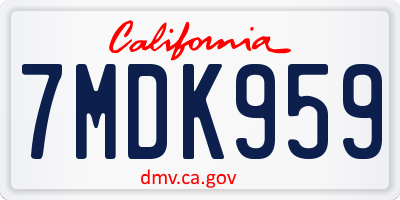 CA license plate 7MDK959