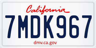 CA license plate 7MDK967