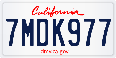 CA license plate 7MDK977