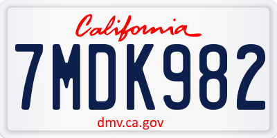 CA license plate 7MDK982