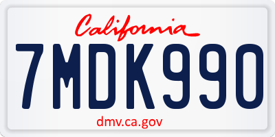 CA license plate 7MDK990