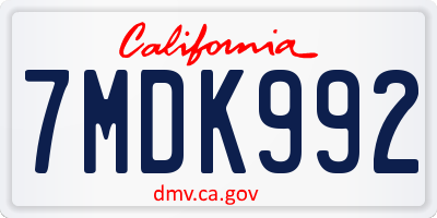 CA license plate 7MDK992