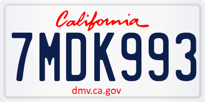 CA license plate 7MDK993