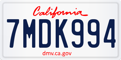 CA license plate 7MDK994