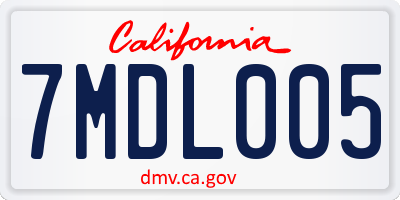 CA license plate 7MDL005