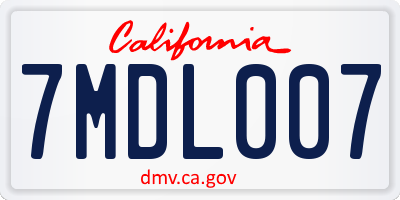 CA license plate 7MDL007
