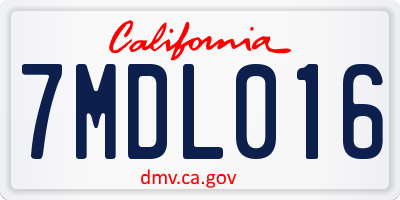 CA license plate 7MDL016