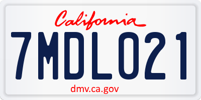 CA license plate 7MDL021
