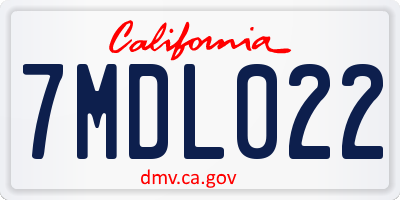 CA license plate 7MDL022