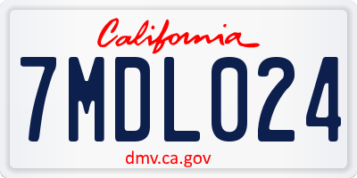 CA license plate 7MDL024