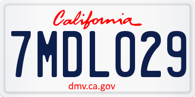 CA license plate 7MDL029