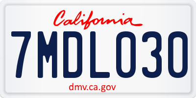 CA license plate 7MDL030