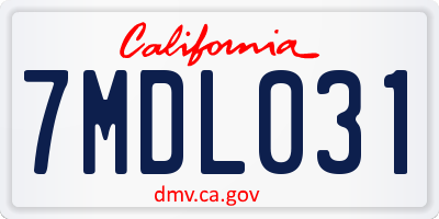 CA license plate 7MDL031