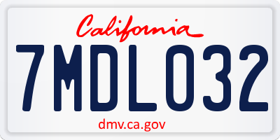 CA license plate 7MDL032