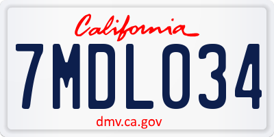 CA license plate 7MDL034