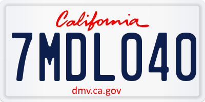 CA license plate 7MDL040