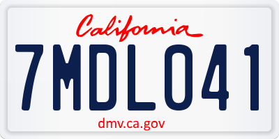 CA license plate 7MDL041
