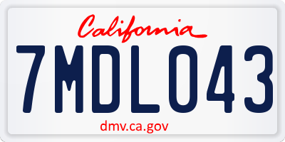 CA license plate 7MDL043