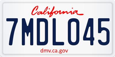CA license plate 7MDL045
