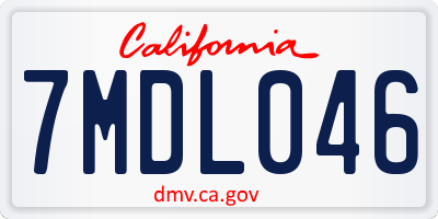 CA license plate 7MDL046